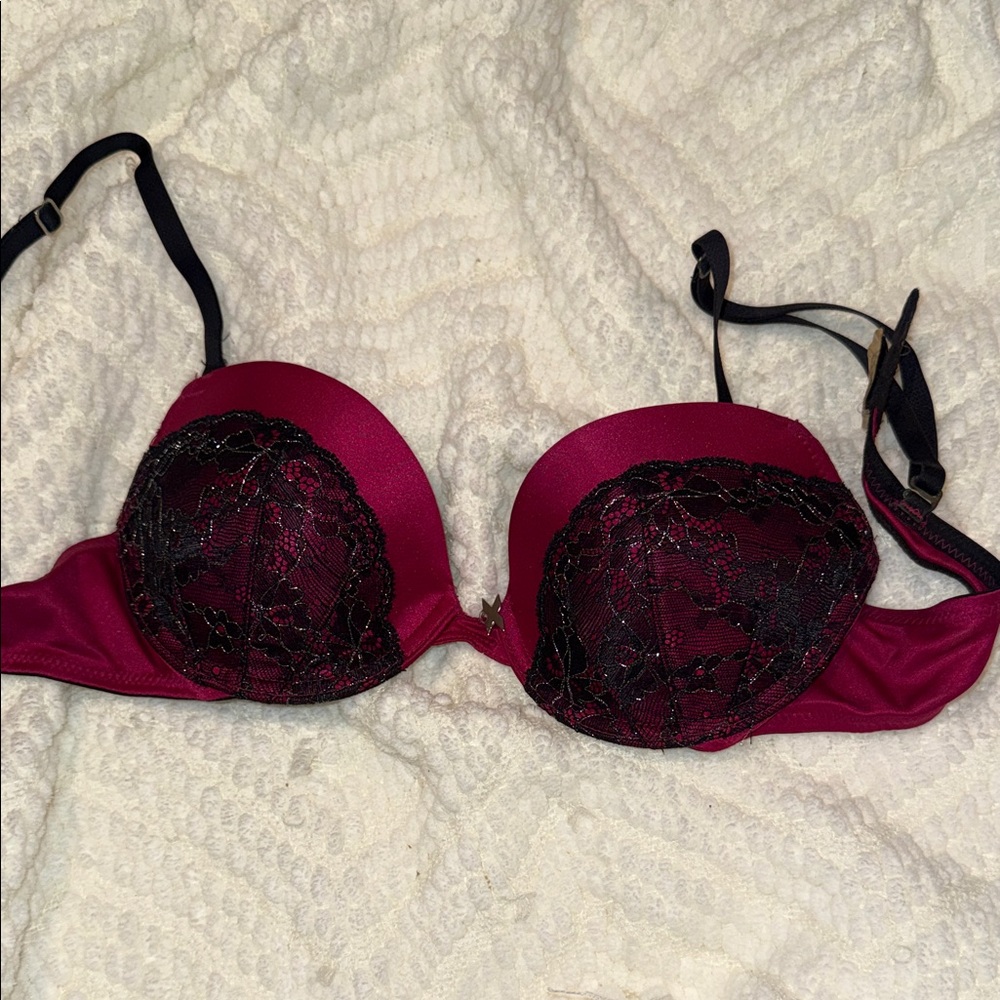 Victoria Secret push up bra Lace Trimmed Bra in Pink and Black 34B